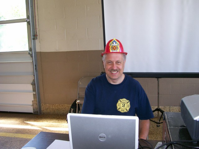 Hampstead Day, 2008.  They finally promoted him to junior firefighter.